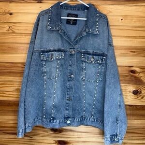 Cavalini original bling pearl & rhinestone Jean jacket 3X
